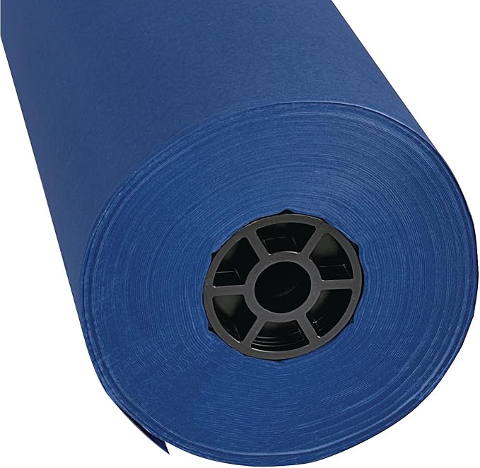 Colorations Arts and Crafts Paper Roll - 36" x 1000', Dark Blue , Dual Surface, Markers, Finger Paints, Painting, Watercolors, Acrylic Paints, Wall Art, Bulletin Board Paper, Kids Crafts