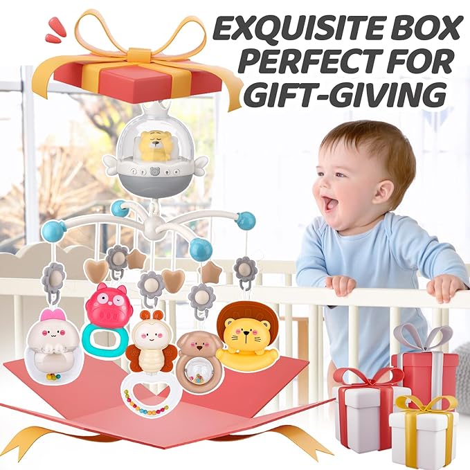 nicknack Baby Crib Mobile with Music and Light, Musical Nursery Mobile for Infants Newborn Gift 0-12 Months, Babies Bassinet Mobile with Remote Control