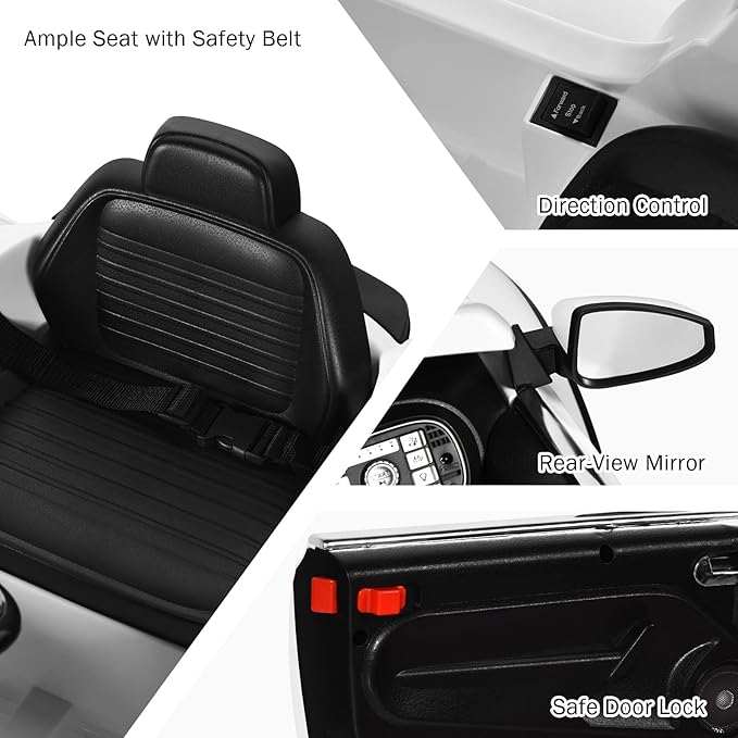 Costzon Ride on Car, 12V Licensed Volkswagen Beetle Battery Powered Vehicle w/Remote Control, Spring Suspension, Lights, USB, Horn, Music, 4 Wheeler for Boy Girl Gift, Electric Car for Kids, White