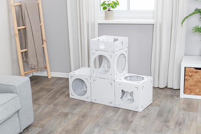 Trixie Casa Cara Modular Cardboard Cat Condo, Corrugated Indoor Cat Condo & Play Tower, Individually Combinable Modules for Playing and Relaxing, 100% Recycled Material for Cats up to 18 lbs