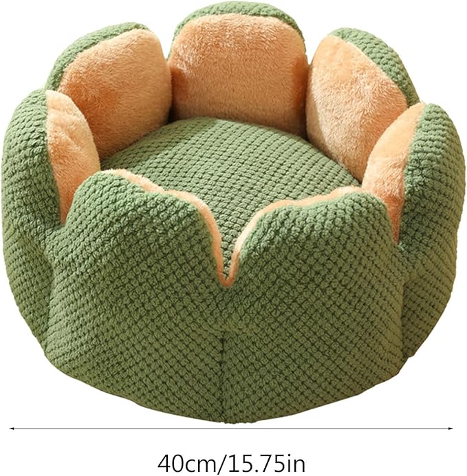 Cactus Flower Shape Dog Bed Warm Cute Kitten Lounger Cushions House Very Soft Small Dog Bed Washable s Beds, 37* 37* 15cm, Green