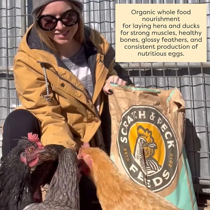 Scratch and Peck Feeds Whole Grain Layer Pellets Chicken and Duck Feed - 25 lbs Bag - Corn-Free and Soy-Free - 18% Protein, Certified Organic and Non-GMO Project Verified Chicken Food