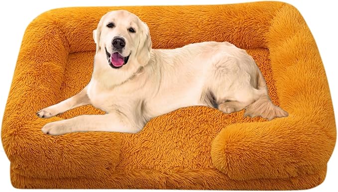 Dog Beds Large Sized dog Orthopedic, Sofa Dog Bed with Waterproof Lining and Nonskid Bottom, Rectangle Washable Dog Bed for Medium Small Dogs and Cats Comfortable ( Color : Orange , Size : 51 x 35" )