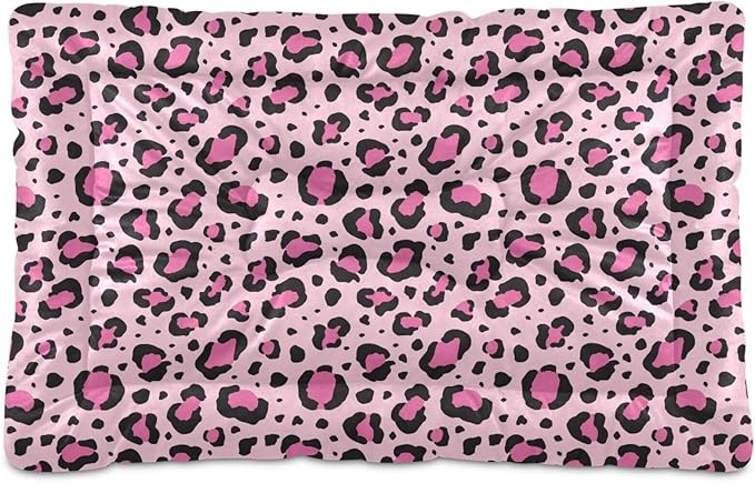 Pink Leopard Print Pet Bed Cute Dog Bed Mat Absorbing Non Slip Pad Pet Sleeping Mat for Small, Medium, and Large Dogs Puppy Cat 24 in x 18 in