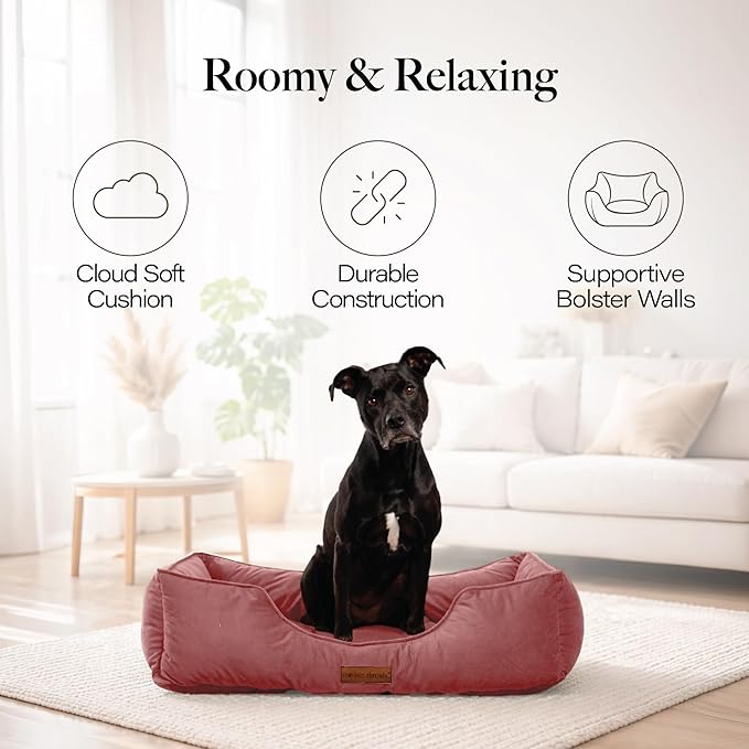 Modern Threads Luxury Dog Bed - Comfortable Tufted Velvet Cushion for Small to Large Dogs - Machine Washable - Durable & Cute Sleep Space for Pets - Pamper Your Pet with Cozy Beds - Rosewood
