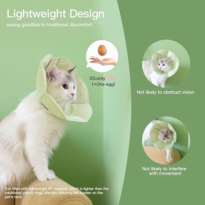 Touchdog Foldable Dog Cone Collar for Cats & Dogs - Adjustable Soft Recovery Collar with Waterproof PU Coating, Lightweight Design, 24.5cm/9.6in Wide Barrier (Green, XS)