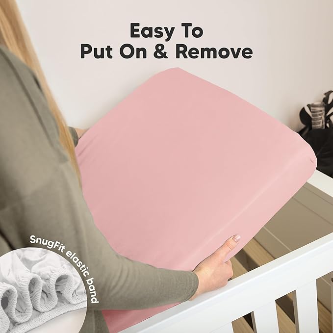 KeaBabies 2-Pack Organic Crib Sheets for Boys, Girls - 52x28 Fitted Crib Mattress Sheet Neutral, Breathable Jersey Cotton Cover for Baby Bed, Toddler Mattress, Soft & Cute Prints (Rose)