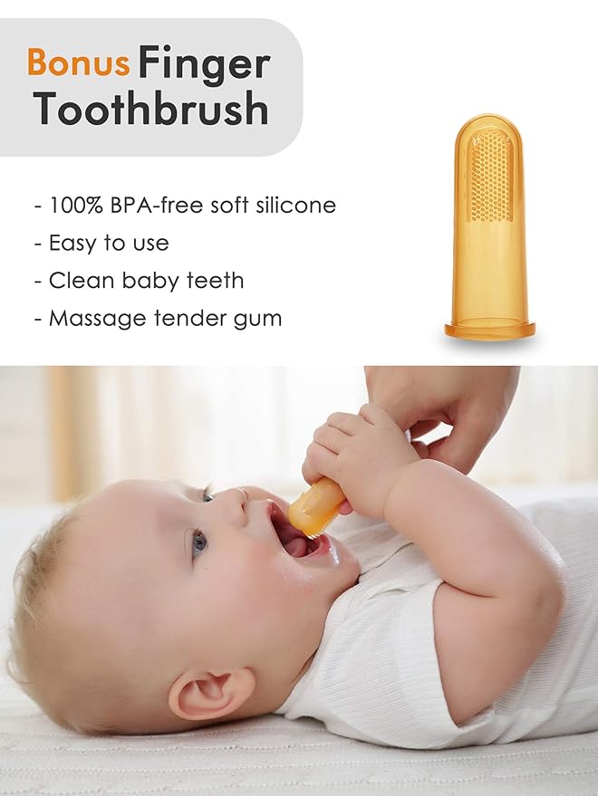 Giftty Panda Teether Mitt - Baby Teething Glove - BPA-Free Silicone - Black and White - 1 Pair + 1 Toothbrush