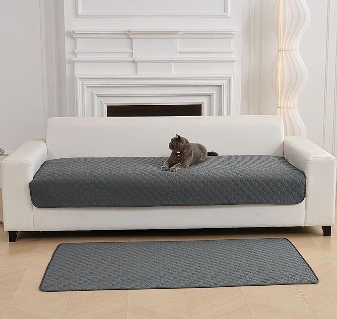 Waterproof Dog Couch Cover Protector Absorbent Quick Dry Non Slip Sofa Cover for Dogs Washable Pet Bed Couch Cover (Grey,39"x50")