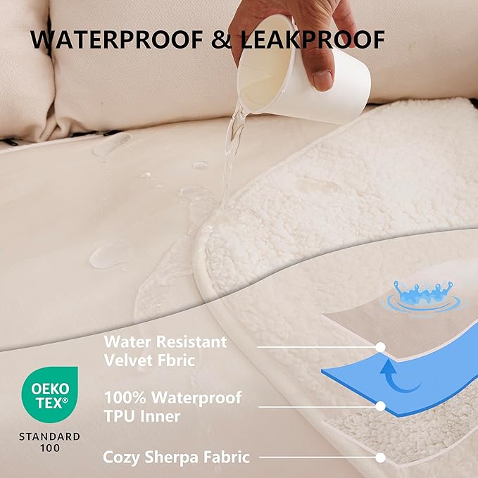 Waterproof Dog Blanket for Small Dog, Leak Proof Pet Couch Sherpa Throw Blankets for Cat, Reversible Sofa Bed Protector Machine Washable-25 x35,Beige