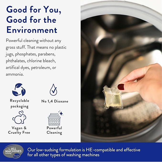 The Clean People Laundry Detergent Pods - Hypoallergenic Laundry Pods - Ultra Concentrated, Recyclable Packaging, Stain Fighting - Lavender, 32 Pack