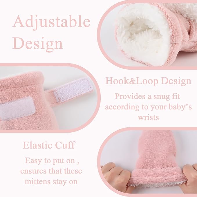 Zsedrut No Scratch Baby Mittens Toddler Infant Fleece Lined Gloves Winter Warm Mitten for Baby Boys Girls