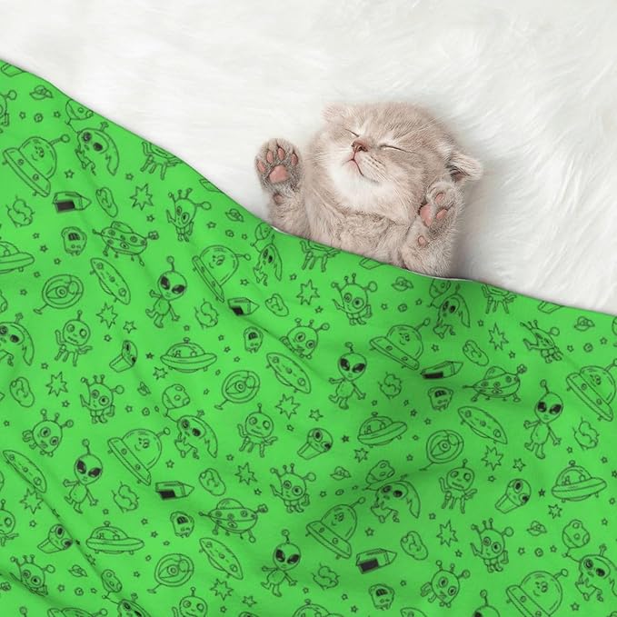 Reversible Dog Blanket for Beds Couches, Funny Aliens Dinosaurs Sasquatch, Double Sided Cat Blanket with Textured Dot Feel and Smooth Feel for Seasonal Comfort All Year
