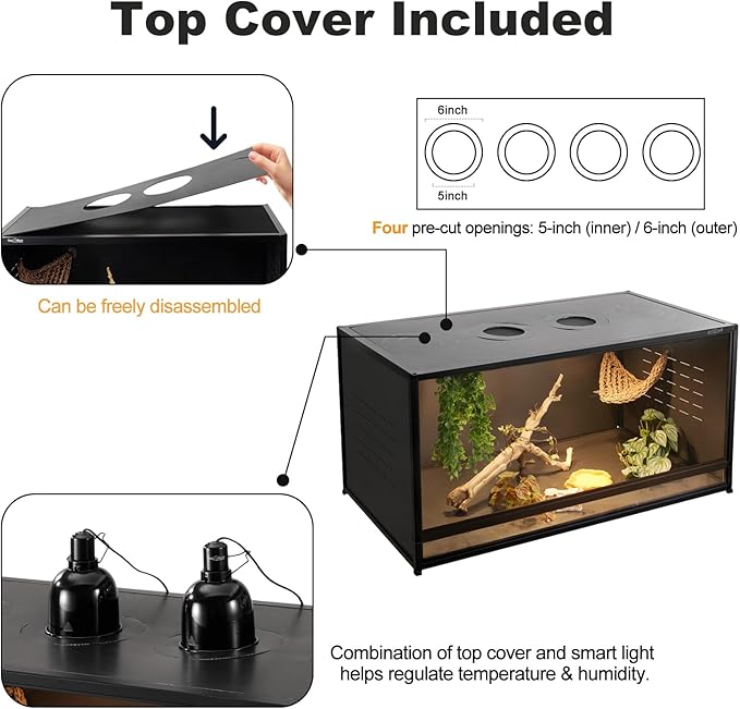 PVC Reptile Enclosure Bearded Dragon Tank 44 Gallon Snake Enclosure,Terrarium for Lizard Snake, 40x16x16 Reptile Terrarium Wide Breeding Lounge Vivarium Area with Sliding Doors Lock