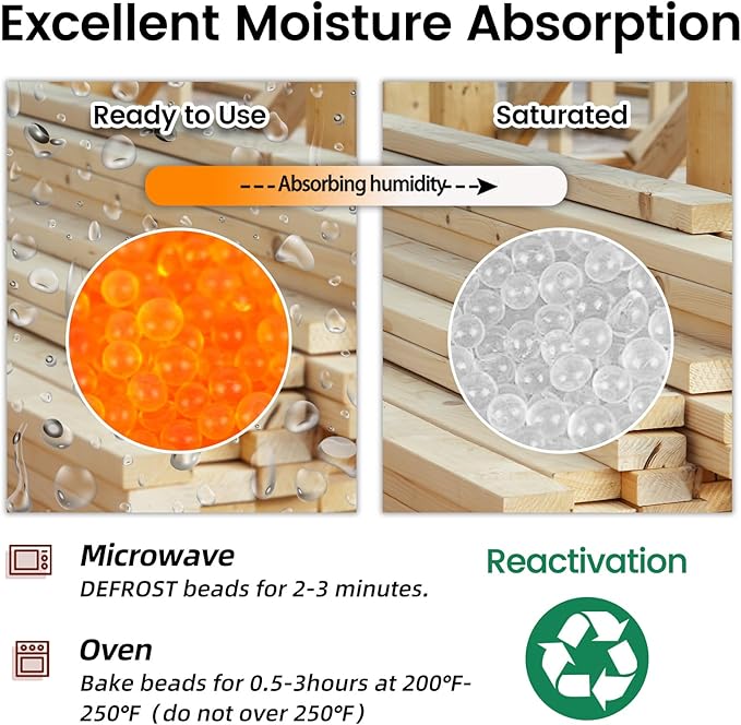 7.5 LBS Indicating Silica Gel (Orange to White), Reusable Dehumidifiers Desiccant Moisture Absorbers