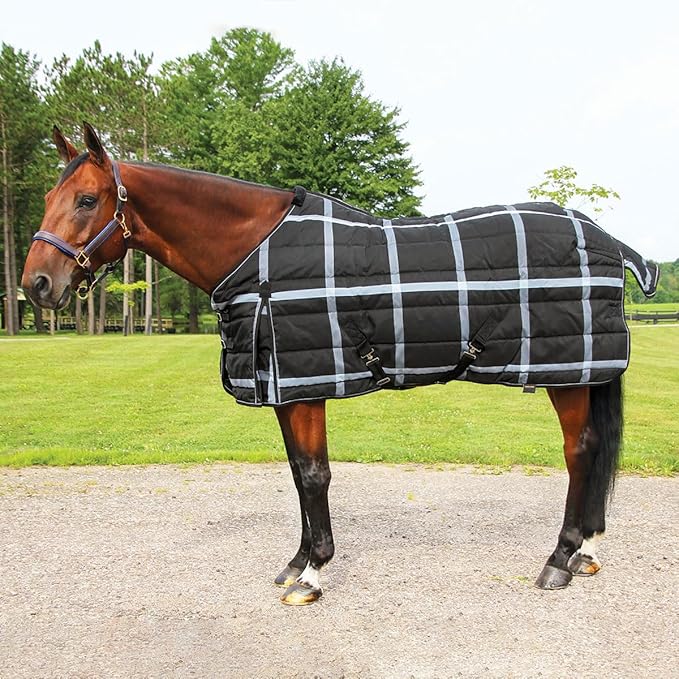 Country Pride Highland 1200D Lightweight Stable Blanket (68, BlackPlaid)
