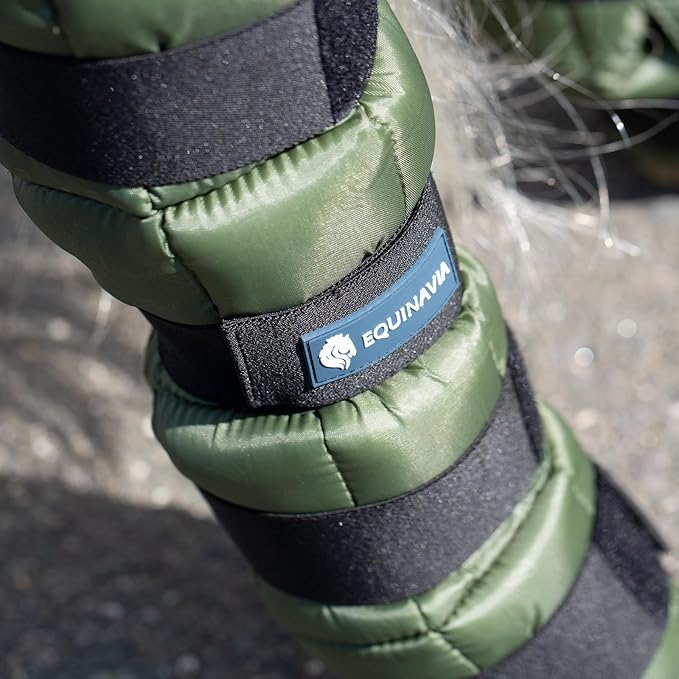 Equinavia Cool Relief Therapy Ice Boots Leg Wraps Pair for Horses, Gel Pack with Adjustable Straps | 16.5" x 15.5" with Storage Bag - Green - Pair - One Size