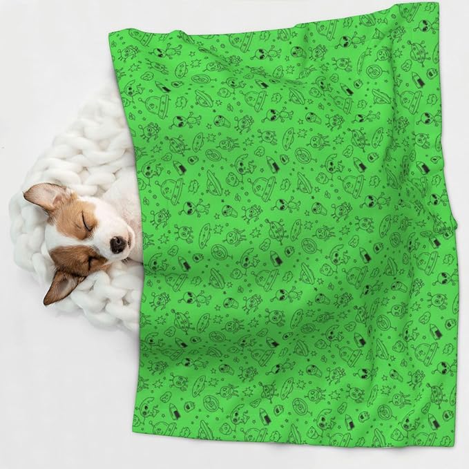 Pet Blanket for Travel and Home, Funny Aliens Dinosaurs Sasquatch, Reversible Plush Dot Design with Soft Grip Texture on One Side Perfect for Car Seats Moving Vehicles