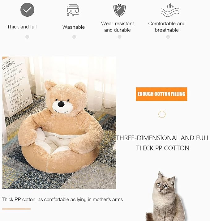 Dog Sofas & Chairs, pet Shape Sofa, Slip Resistant Dog cat Furniture, Adorable Bear Shaped Pet Sofa Bed, Washable Dog cat Couch, Plush Soft Couch for Dogs and Cats XL(bottomDiameter77cm) Grey