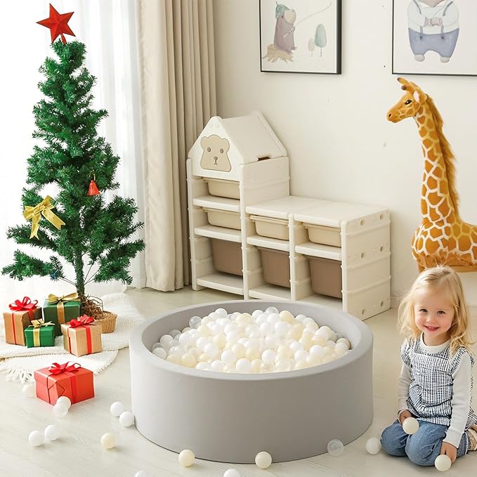 GOGOSO Balls for Ball Pit - Plastic Ball for Toddlers 1-3, Baby Kids Ball Pool Decoration 50 100 200 300 500 1000 (A White+Beige+Clear, 500 Balls)
