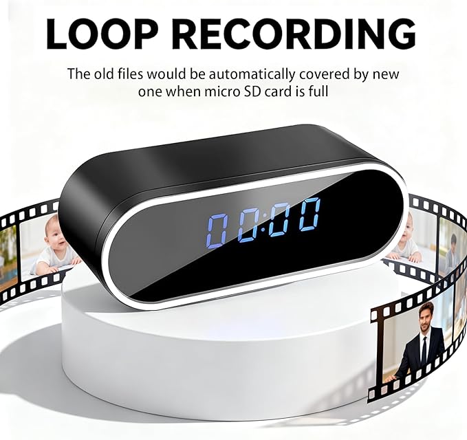 PATTERSON Hidden Camera Smart Clock WiFi - 1080P HD Spy Camera with Night Vision, Motion Detection & Remote Live View, Baby/Elder/Pet Monitor for Home Indoor Security System