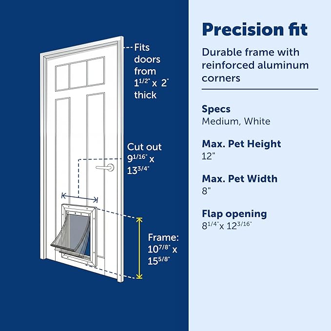 PetSafe Extreme Weather Aluminum Pet Door - Energy-Saving Thermal Barrier Pet Flap with Slide-in Door Locking & Secure Flap Cover - for Dogs Up to 40 Lb - Medium