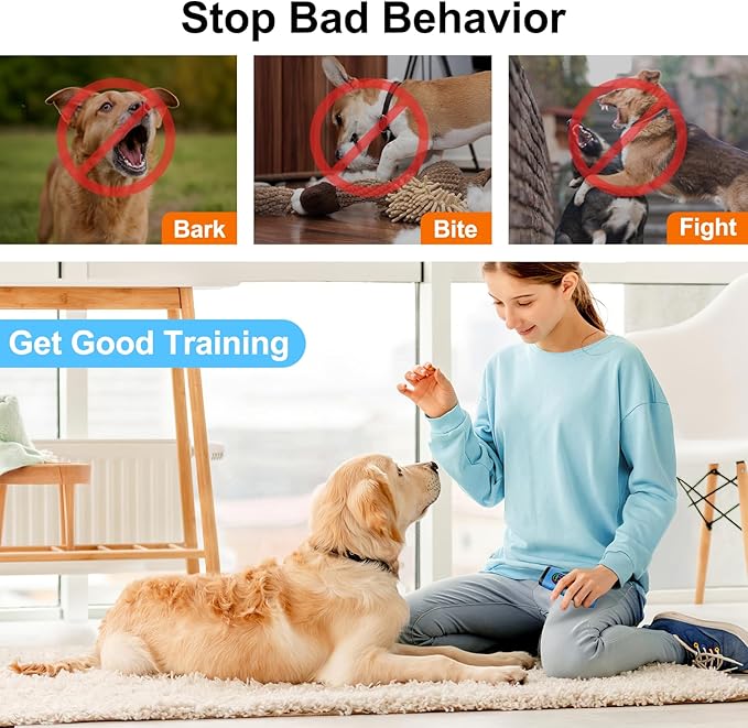 Dog Bark Deterrent Devices Anti Barking Device for Dogs Ultrasonic Bark Stopper Portable Dog Training Tool Indoor Outdoor Up to 50ft Correct Bad Behavior of Own or Neighbor's Dog (Blue)
