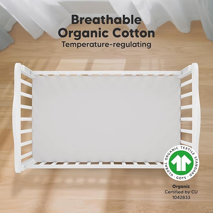 KeaBabies 2-Pack Organic Crib Sheets for Boys, Girls - 52x28 Fitted Crib Mattress Sheet Neutral, Breathable Jersey Cotton Cover for Baby Bed, Toddler Mattress, Soft & Cute Prints (Sage)