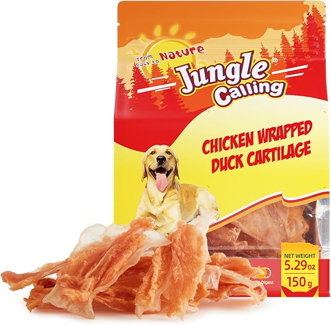 Jungle Calling 21 Count Dog Treats, Chicken Wrapped Bones, Rawhide Free Chews Made with Real Meat and Duck Cartilage, Jerky Dogs Treats Chewy Snacks
