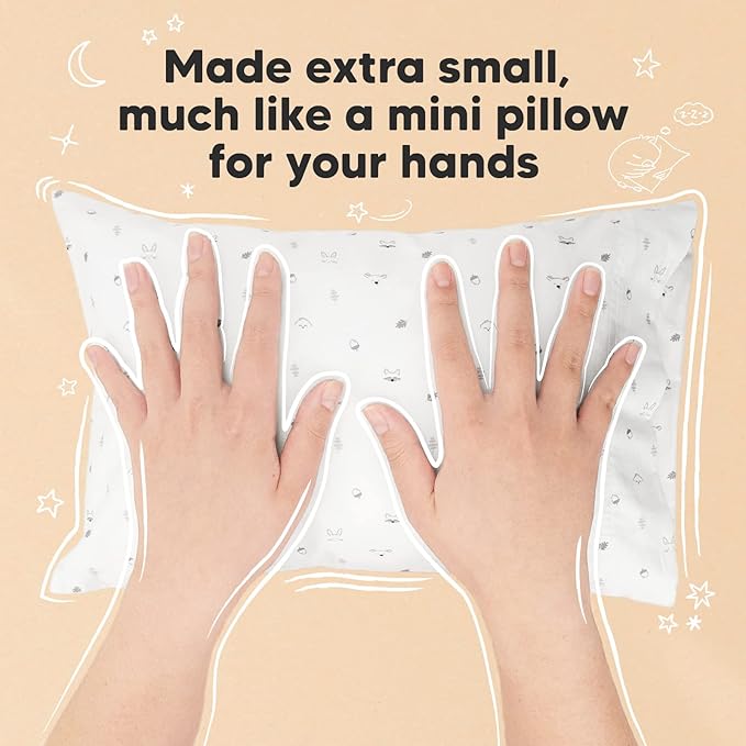 Mini Toddler Pillow with Pillowcase - 9x13 My Little Dreamy Travel Kids Pillow for Sleeping, Toddler Bed, Small, Tiny, Organic Cotton Pillowcase, Soft & Breathable, Kids 2-4 Years Old (Acorn)