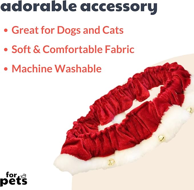 Huxley & Kent Ruff Pet Scrunchy | Santa (Small) | Festive Christmas/Holiday Neckwear for Dogs/Cats | Fun Stretchable Costume Accessory | Soft Collar with Bells