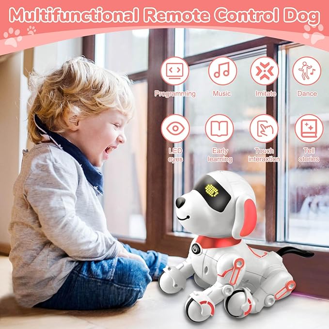 Robot Dog Toys for Kids 8 9 10 11 12, Remote Control Dogs, Robot Dog for Kids 8-12, Pet Robotic, Electric Toy, Robotic Dogs, Toys for 5 6 7 8 9 10 11 12 Years Old Boys Girls, Pink
