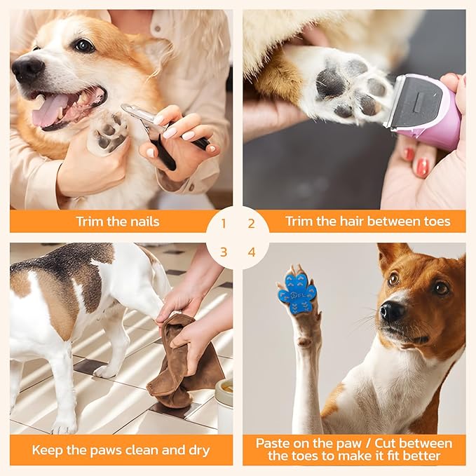 Non-Slip Paw Protector Pads for Senior Dogs, Anti-Slip Rubber Traction Stickers, Blue, 48pcs, L (21-40lbs)