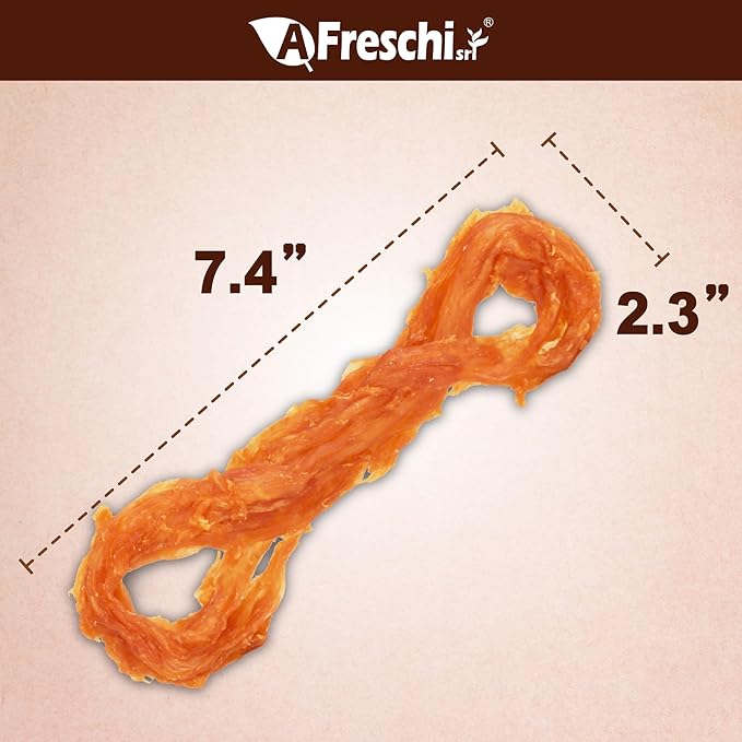 A Freschi srl Turkey Tendons for Dogs, USA-Sourced, Healthy Dog Treats, Rawhide-Free Puppy Chews, Long Lasting, All Natural, Hypoallergenic Dog Treats for Large Breeds, 10 oz Pack Rope (L)
