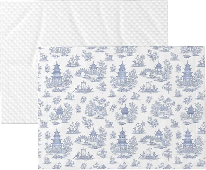 Pet Blanket for Couches and Beds, Chinese Style Powder Blue Chinoiserie Toile, Reversible Double Sided Plush Design with Soft Bumpy Texture and Smooth Surface, Furniture Protector