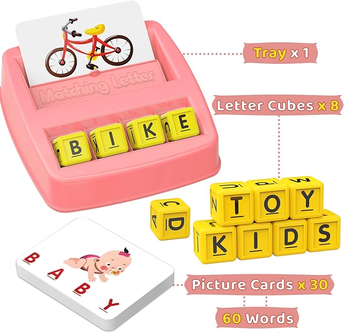 Educational Toys for 3-5 Year Old Girls Gifts, Matching Letter Game Preschool ABC Learning Toys for Kids Ages 4-8 Years, Christmas Birthday Gifts for Toddler Toys Age 2-4