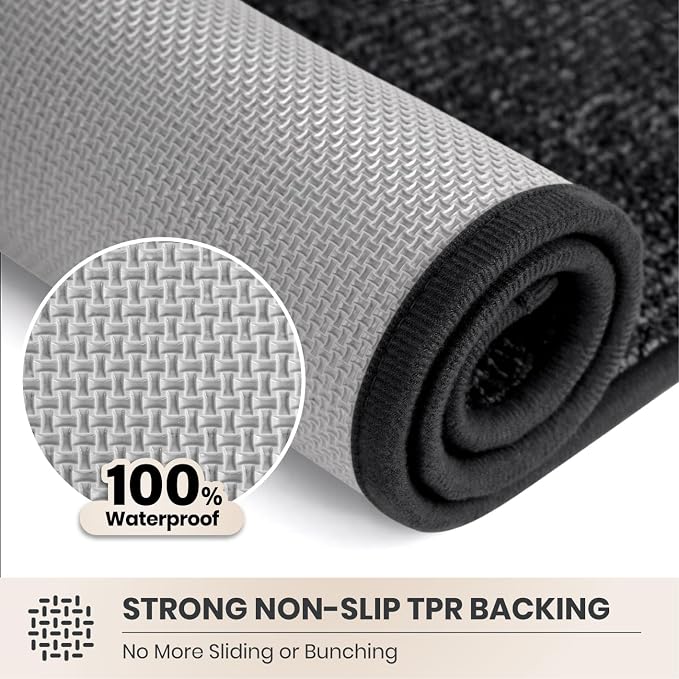 PURRUGS Dirt Trapping Door Mat Half Round 32" x 47", Non-Slip Machine Washable