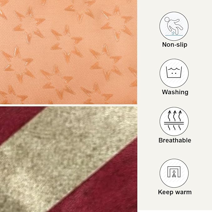 American Flag Dog Bed Mat, Cat Crate Pad with Non-Slip Bottom Washable Soft Pet Kennel Beds for Small Medium Large Dogs, 24"x18"