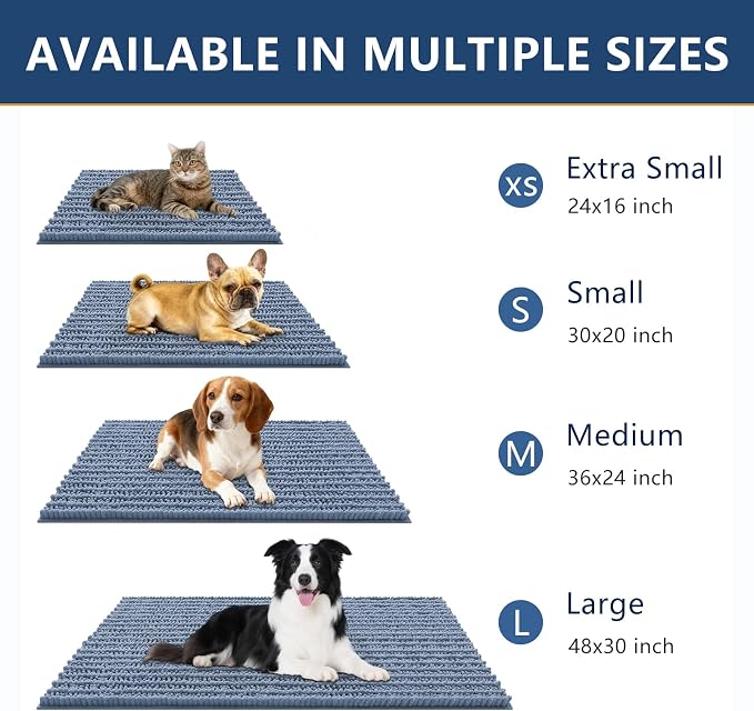 Smiry Dog Door Mat for Muddy Paws 47x24, Absorbent Dirt Trapper, Non-Slip
