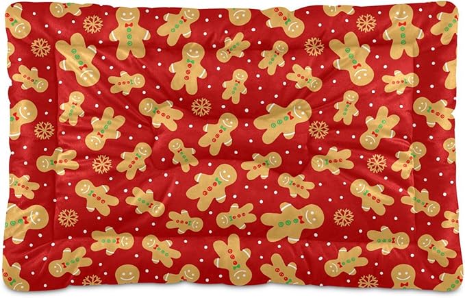 Christmas Gingerbread Cookie Pet Bed Cute Dog Bed Mat Absorbing Non Slip Pad Pet Sleeping Mat for Small, Medium, and Large Dogs Puppy Cat 24 in x 18 in