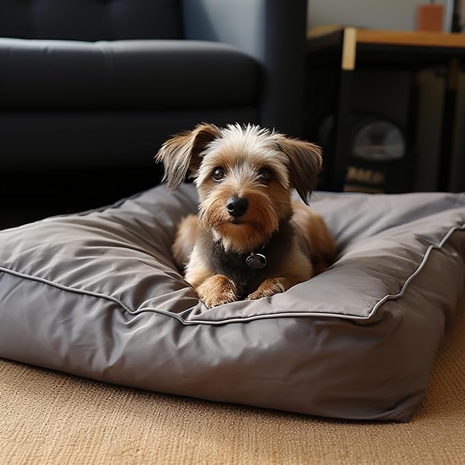 Dog Bed Covers 53L × 43W × 5H Inch Washable Grey Thickened Waterproof Oxford Fabric with Handles and Zipper Reusable Dog Bed Liner Cover for Large 110-125 Lbs Dog
