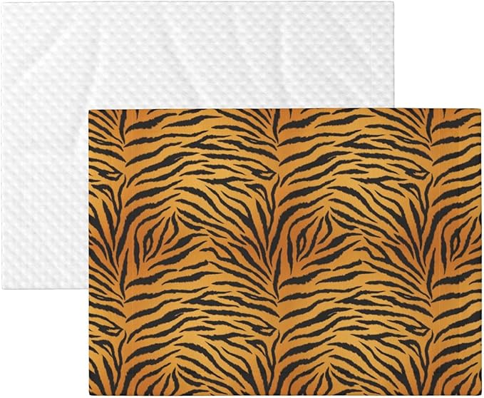 Reversible Dog Blanket for Beds Couches, Animal Print Tiger Black Gold, Double Sided Cat Blanket with Textured Dot Feel and Smooth Feel for Seasonal Comfort All Year
