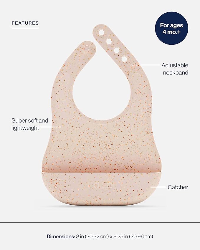 Lalo The Bib - Waterproof, Non-Toxic Silicone Baby Bib with Adjustable Neck Band & Silicone Food Pouch Catcher, Set of 2