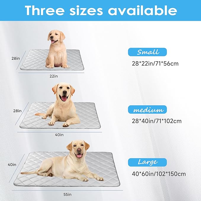 Langsprit Dog Cooling Mat, Washable Dogs Cats Pet Non-Toxic Cooling Pads Summer Sleeping Kennel Mats，Pet Self Cool Ice Blanket for Indoor & Outdoor Dog Beach Essentials Light Gray Medium