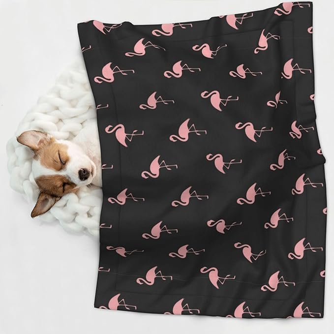 Two Sided Pet Cuddler Blanket for Anxiety Calming, Flamingo, Reversible Plush Design with Bubble Dot Pattern Provides Familiar Surface Anywhere