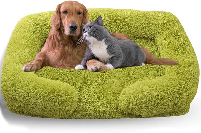 Dog Beds Medium Large Size Dog, Calming Dog Bed with Removable Washable Cover, Waterproof Lining and Nonskid Bottom(Grass Green,XXL)