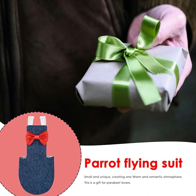 Parrot Clothes - Diaper Bird Flight Suit with Adjustable Straps, Harness, Diaper with Training Rope (1PCS, Denim, M-Code)
