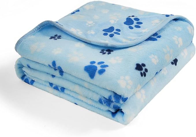 Allisandro Luxurious Dog Blanket, Extra Softness 350 GSM Flannel Fleece Pet Throw for Small Medium and Large Dogs Puppies and Cats, Blue, 40 × 32 Inches
