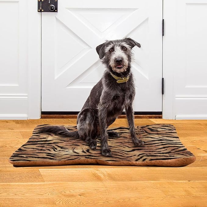 Pet Bed Tiger Print Dog Bed Mat Absorbing Non Slip Pad Pet Sleeping Mat for Small, Medium, and Large Dogs Puppy Cat 36 in x 24 in