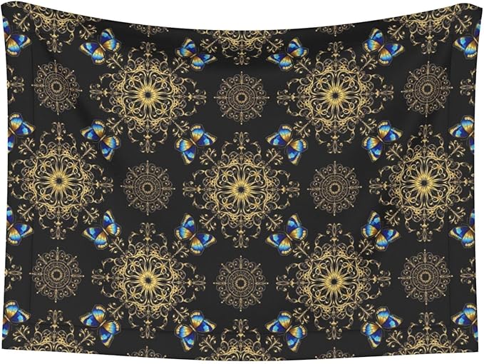 Reversible Plush Throw for Dogs and Cats, Colorful Mandala Art Flower Tie Dye, Double Sided Blanket with Nubby Dot Side and Sleek Side Ideal for Cuddling Nesting Security